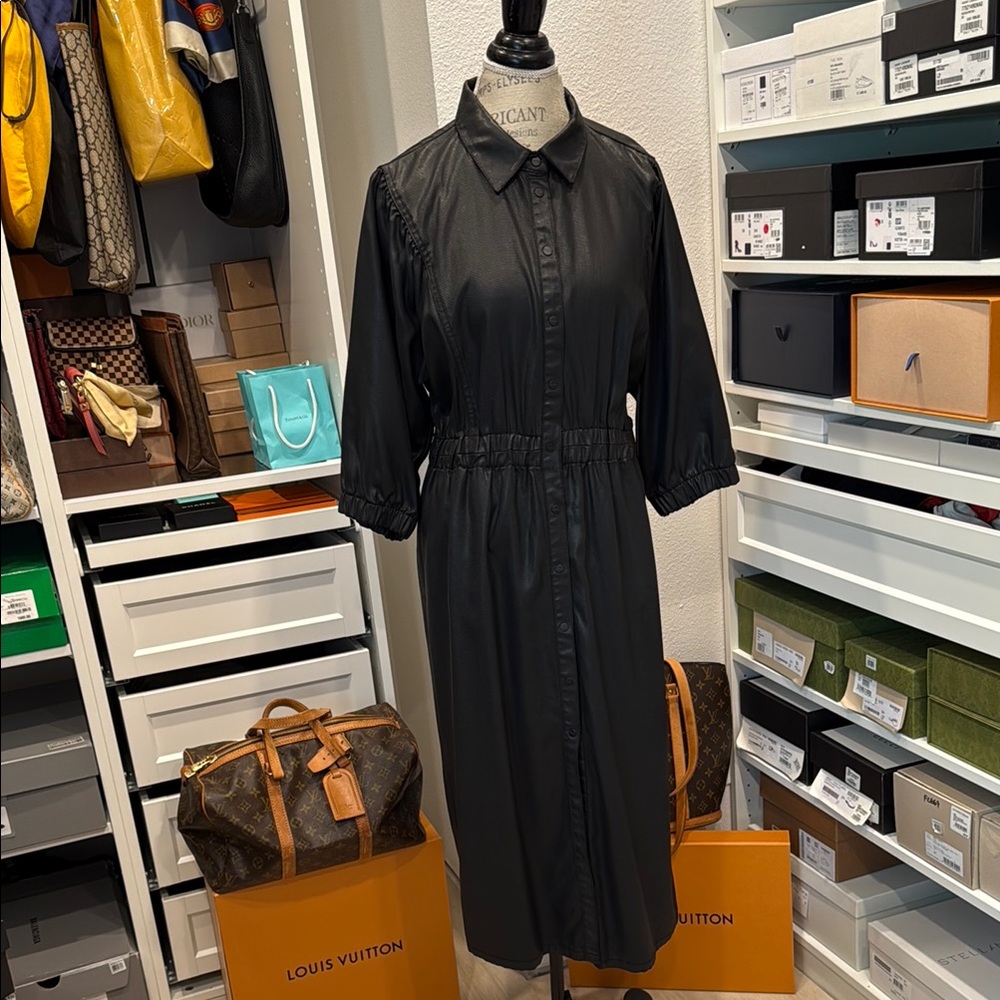 ALLSAINTS Osa Coated Denim Black Dress